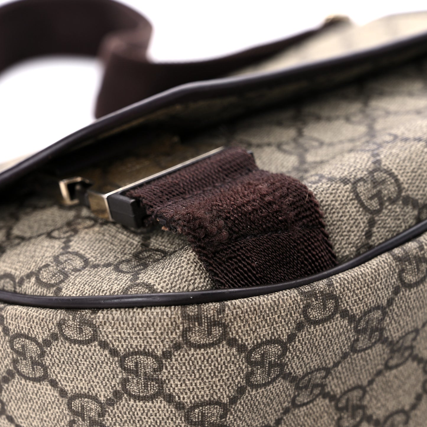 GG Plus Monogram Medium Double Buckle Flap Messenger Bag Beige Dark Brown