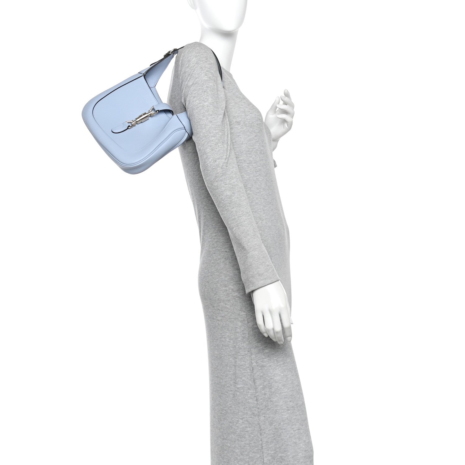 Gucci Grained Calfskin Web Medium Jackie 1961 Hobo Light Blue 2 of 10
