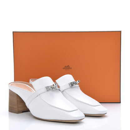 Hermes Calfskin Blossom Mules 38 White 9 of 9