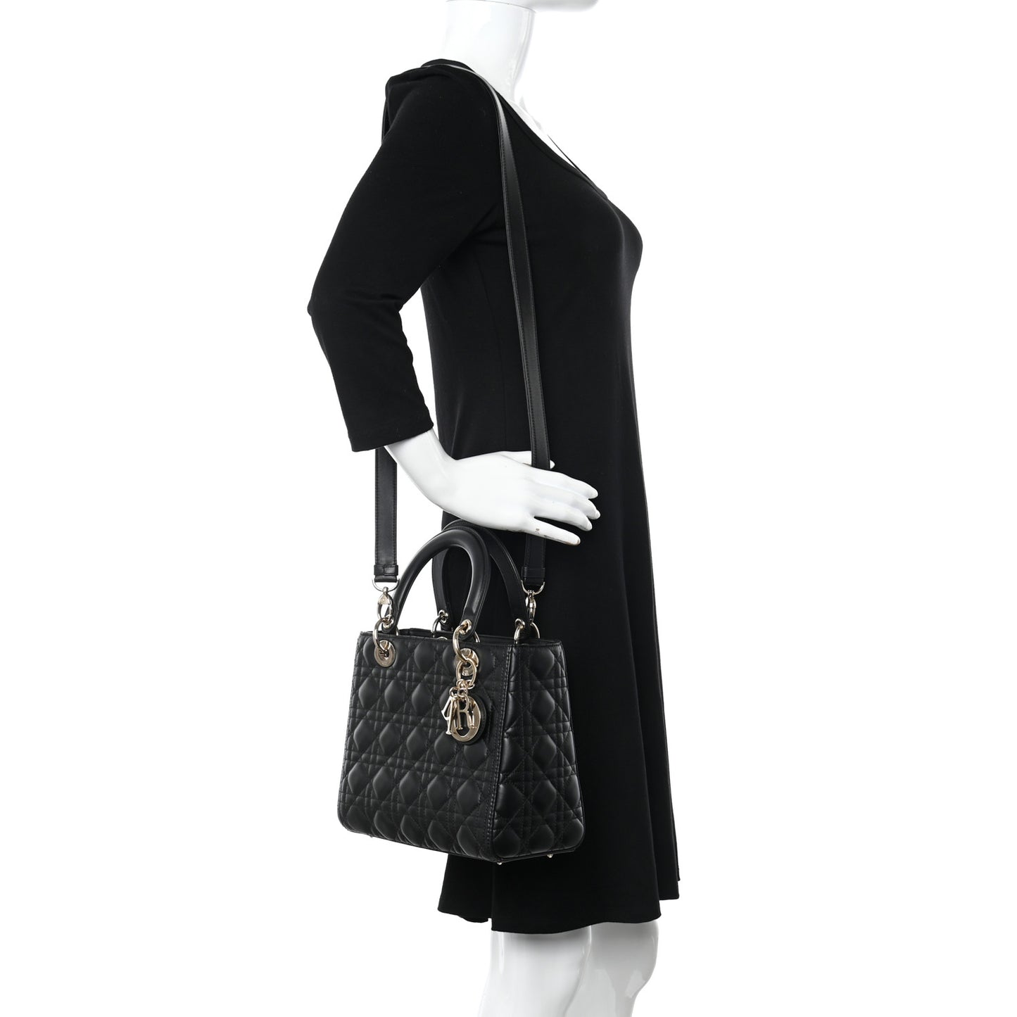 Lambskin Cannage Medium Lady Dior Black