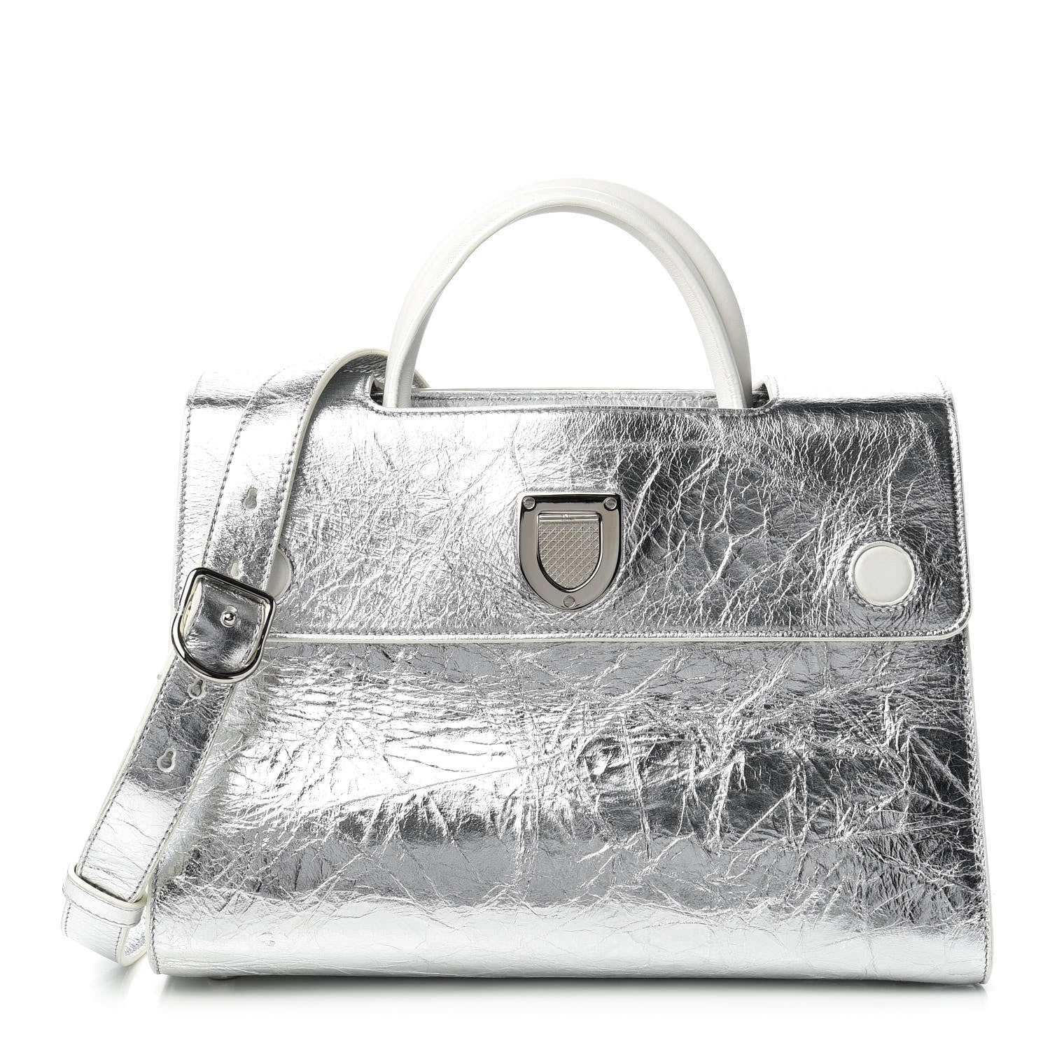 Christian Dior Metallic Calfskin Medium Diorever Flap Silver 1 of 10