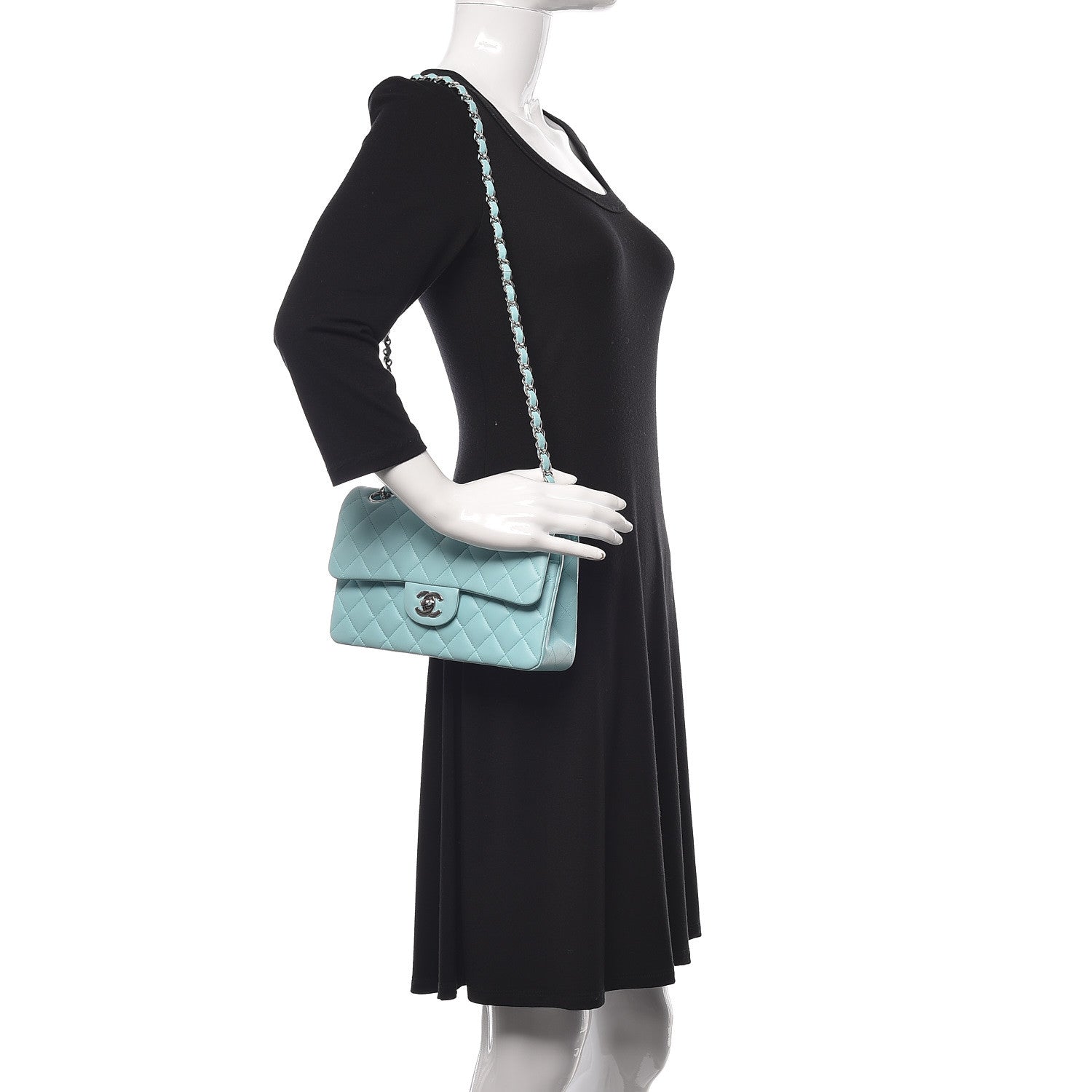 Chanel Lambskin Quilted Small Double Flap Light Blue 2 of 17