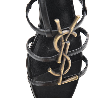 Saint Laurent Calfskin Cassandra Monogram Sandals 36 Black 8 of 9