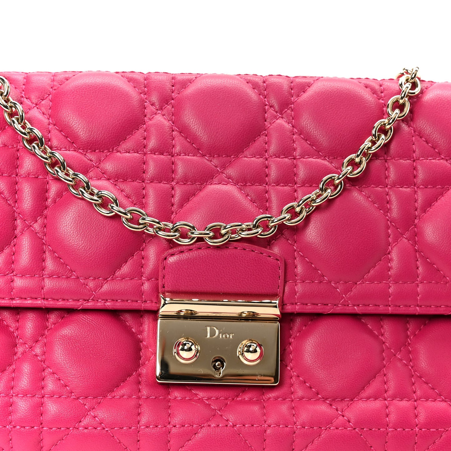 Lambskin Cannage Miss Dior Promenade Pouch Fuchsia