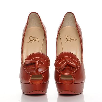Christian Louboutin Nappa Alta Campus 150 Peep Toe Platform Pumps 39 Red 2 of 7