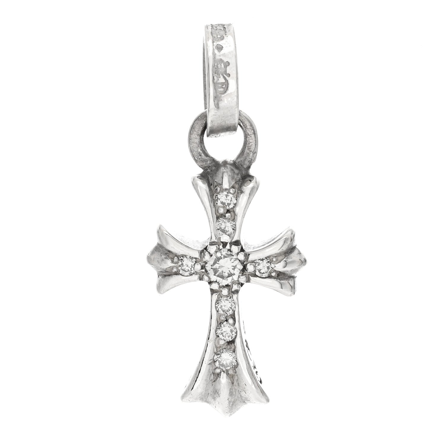 Chrome Hearts Sterling Silver Diamond Baby Fat Cross Pave Pendant 1 of 4