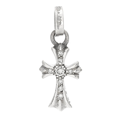 Chrome Hearts Sterling Silver Diamond Baby Fat Cross Pave Pendant 1 of 4