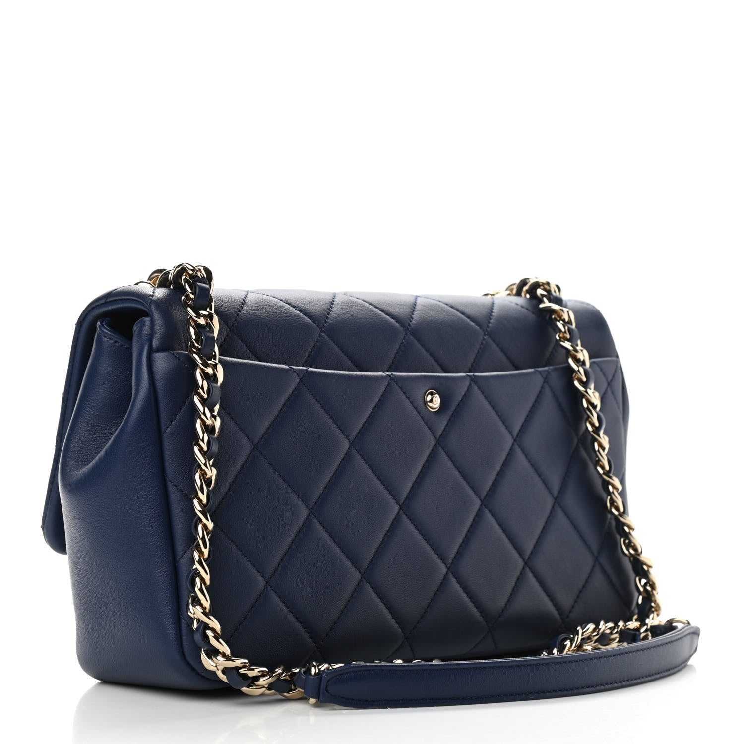Chanel Lambskin Quilted Resin Bi-Color Chain Flap Bag Navy 3 of 13
