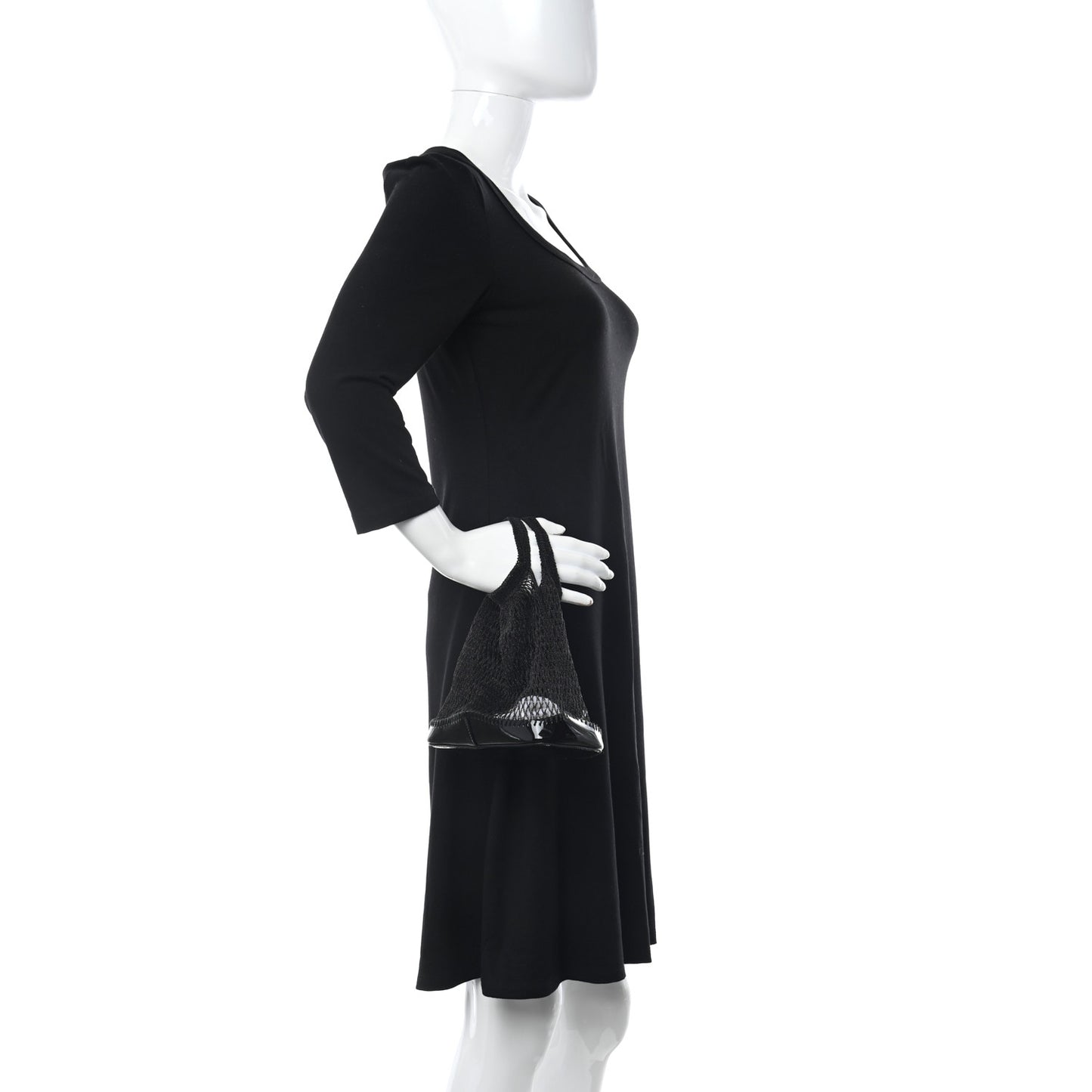Tessuto Mesh Patent Rete Bag Black