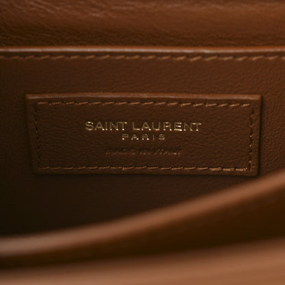 Saint Laurent Raffia Calfskin Mini Classic Monogram Cassandra Top Handle Naturel Brick 6 of 10