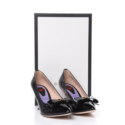 Gucci Patent GG Bow Sadie Spike Mid Heel Pumps 35.5 Black 10 of 10