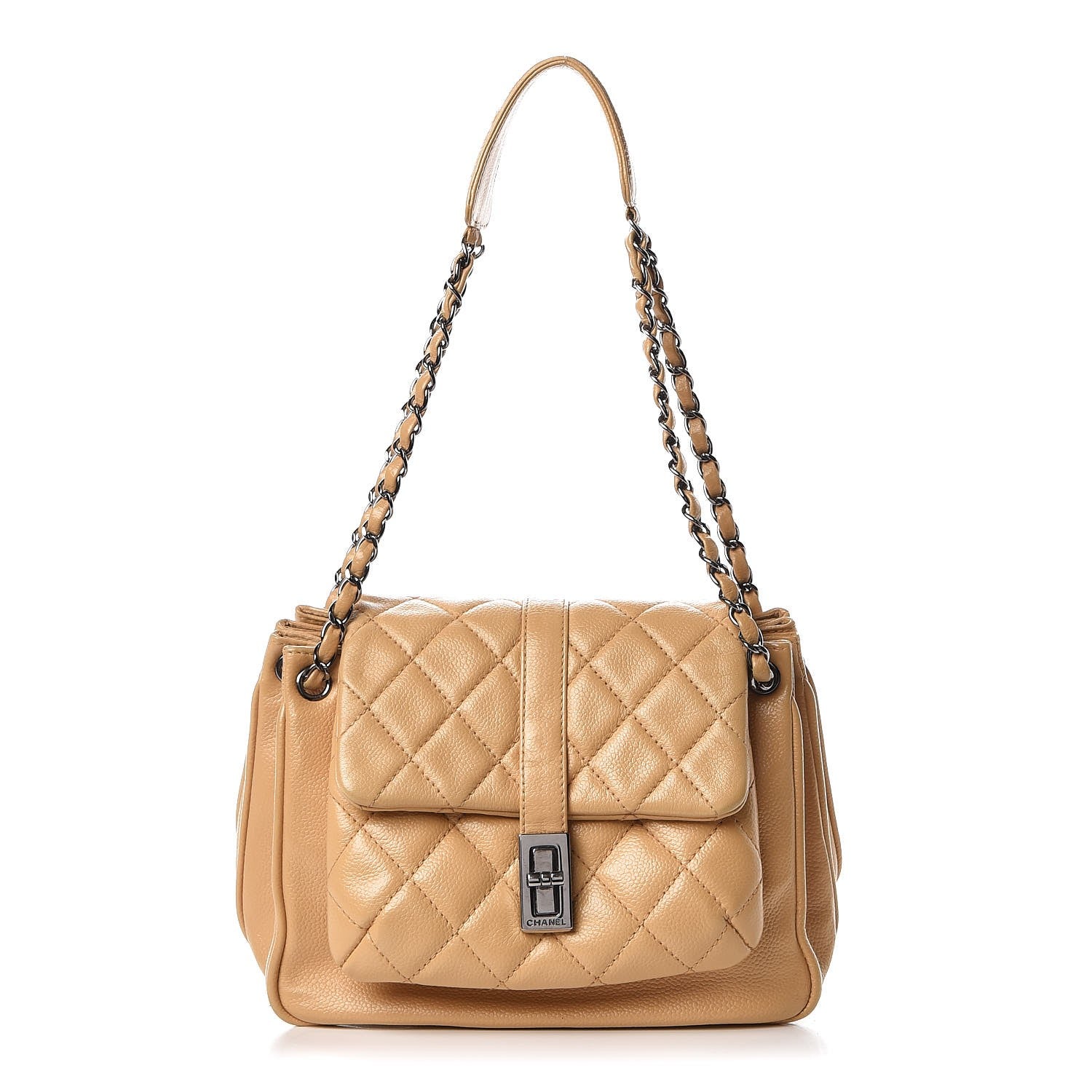 Chanel Caviar Quilted Accordion Mademoiselle Flap Beige 1 of 10