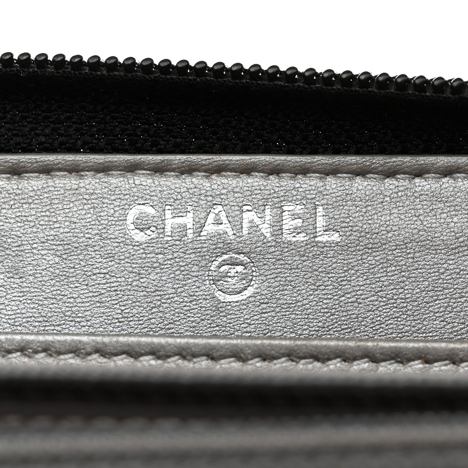 Chanel Lambskin Camellia Embossed Large Zip Around Gusset Wallet Black 6 of 8