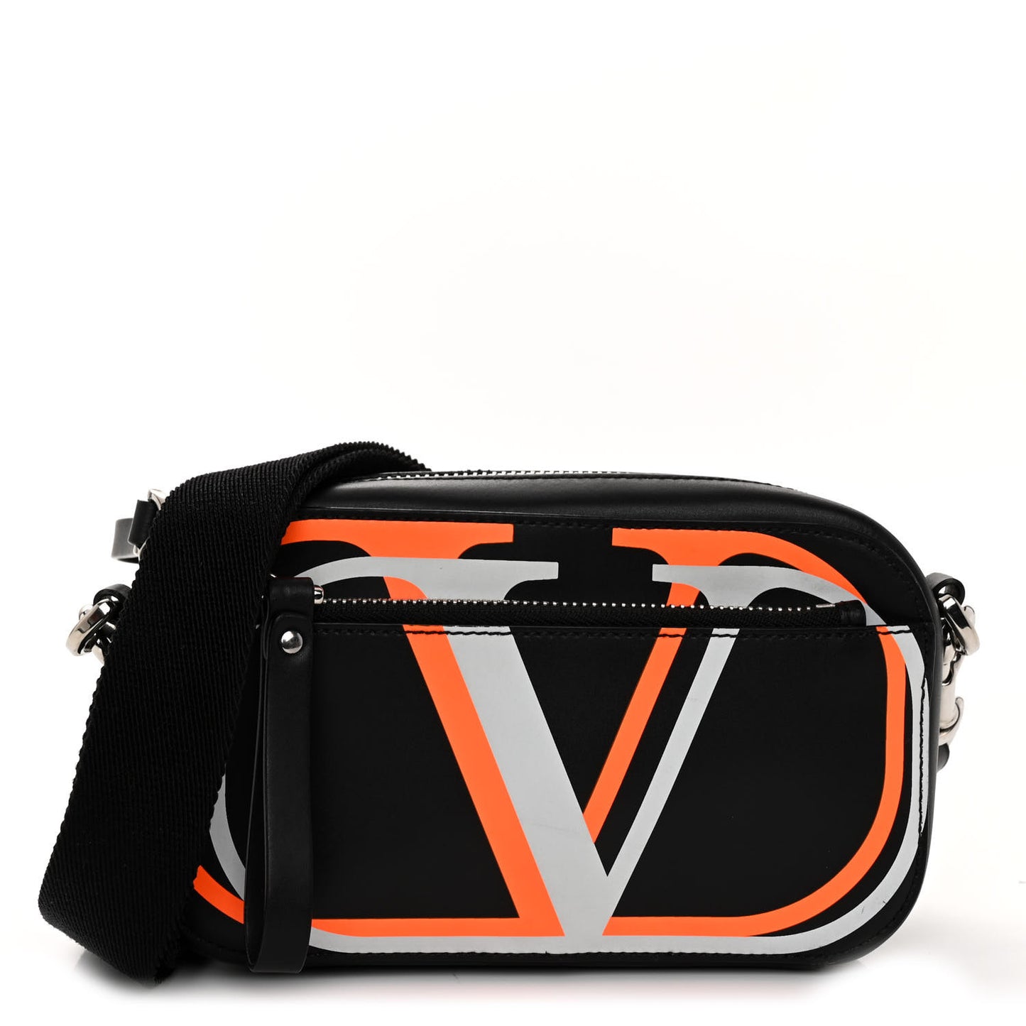 Smooth Calfskin 3D VLogo Print Convertible Belt Bag Black Orange