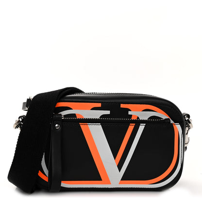 Valentino Garavani Smooth Calfskin 3D VLogo Print Convertible Belt Bag Black Orange 1 of 8