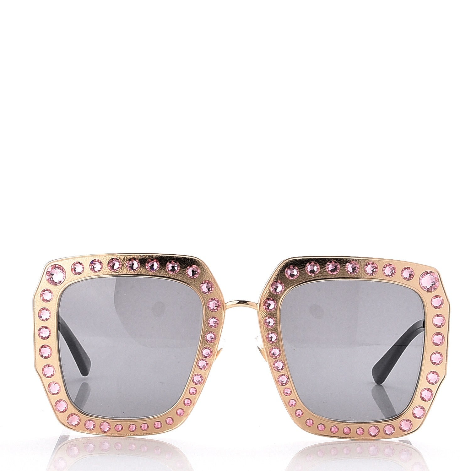 Gucci Metal Acetate Crystal Oversize GG0115S Sunglasses Rose Gold 2 of 8
