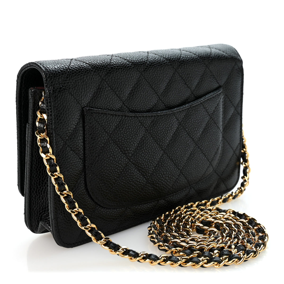 Caviar Quilted Wallet on Chain WOC Black