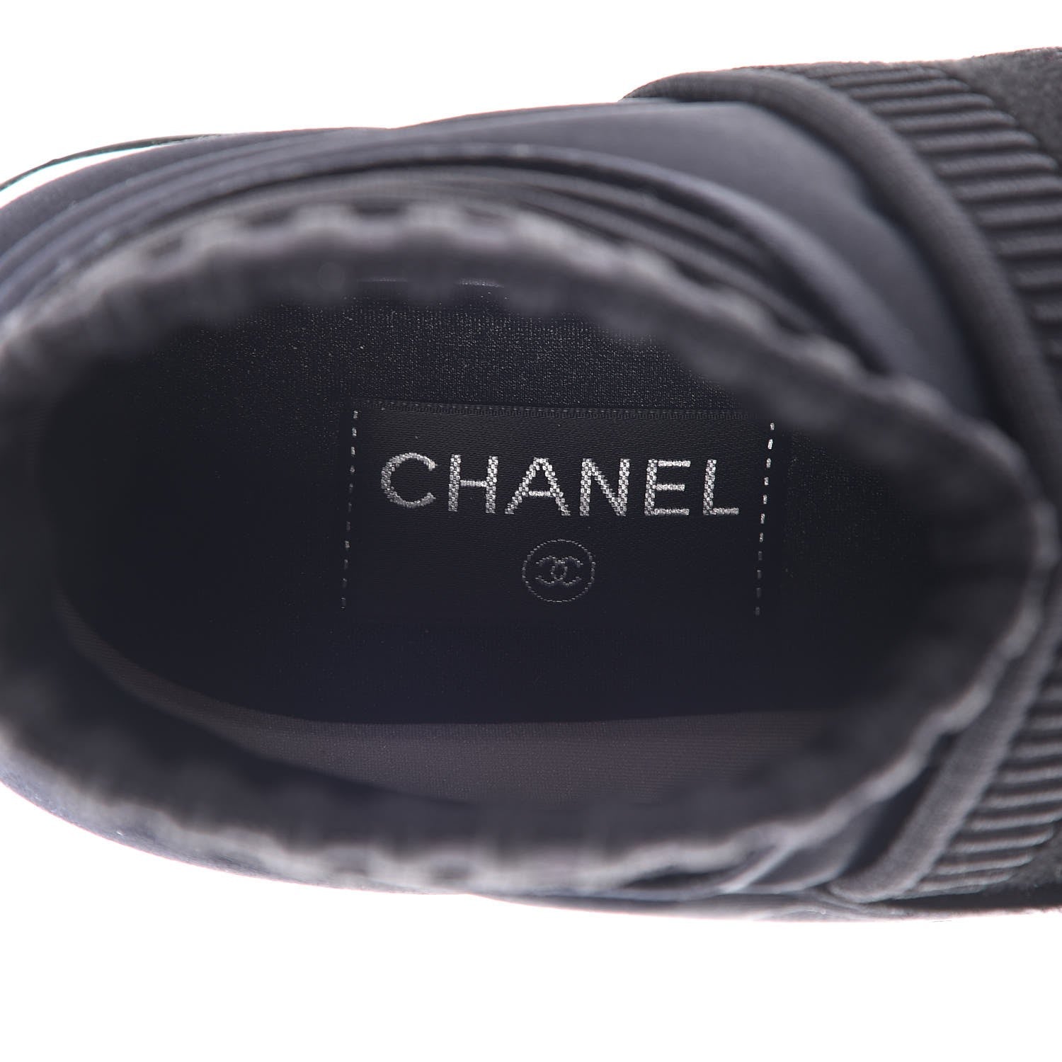 Chanel Stretch Fabric CC Sneakers 38.5 Black 7 of 8