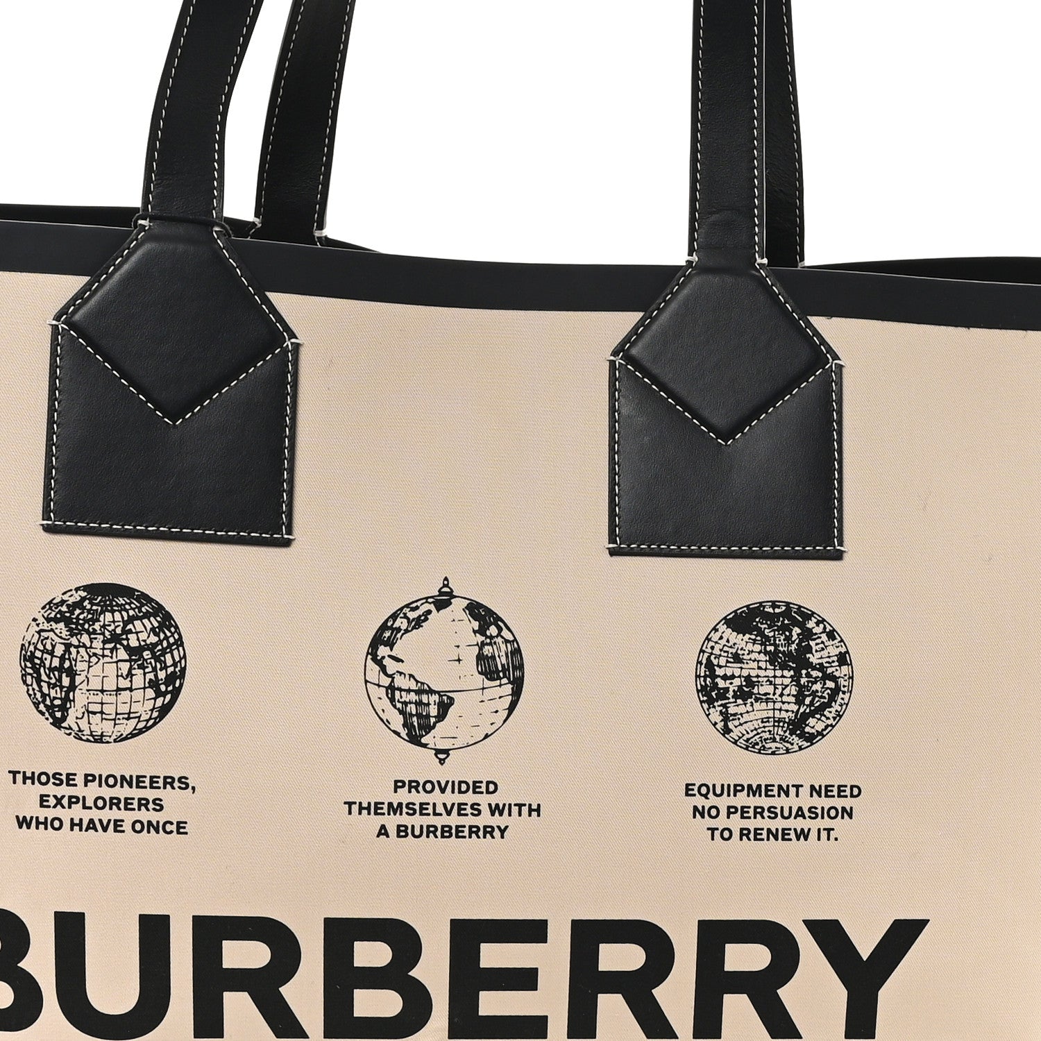 Burberry Cotton Canvas Calfskin Heritage Print Large Tote Beige 8 of 11