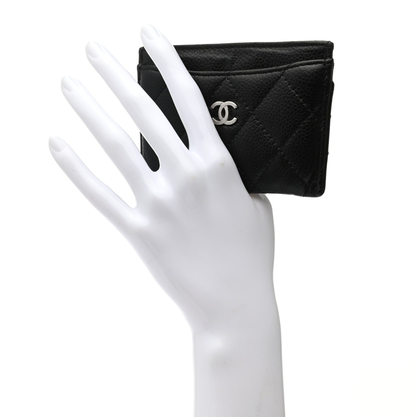 Caviar Quilted Card Holder Black