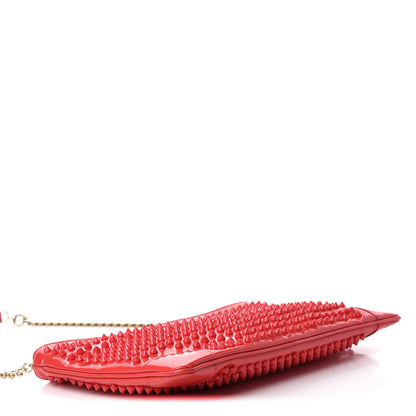 Christian Louboutin Calfskin Studded Loubiposh Chain Clutch Framboisine 4 of 11