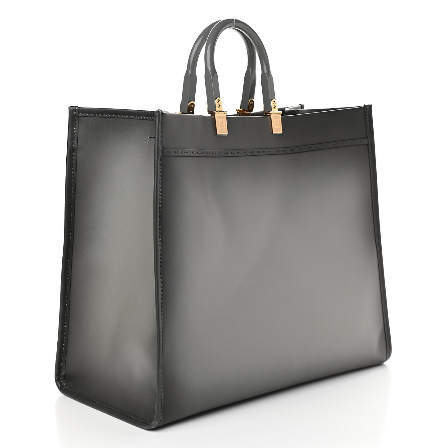 Vitello King Tamponato Plexiglass Logo Embossed Large Fendi Sunshine Shopper Tote Ghiaccio