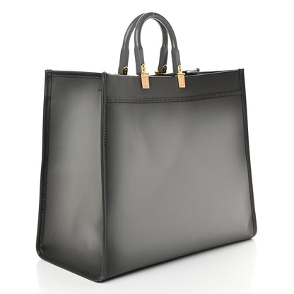 Fendi Vitello King Tamponato Plexiglass Logo Embossed Large Fendi Sunshine Shopper Tote Ghiaccio 3 of 8