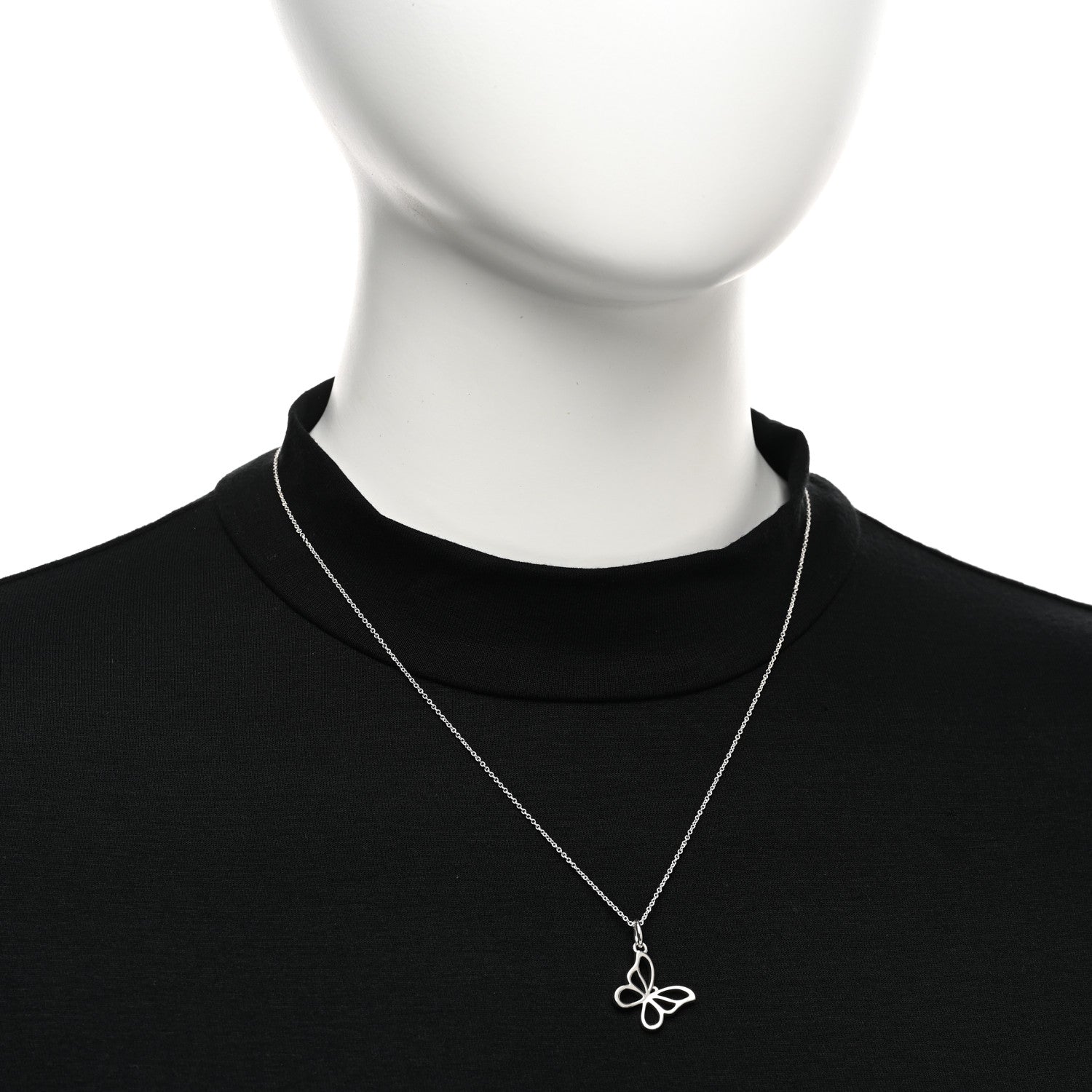 Tiffany Sterling Silver Butterfly Pendant Necklace 2 of 4