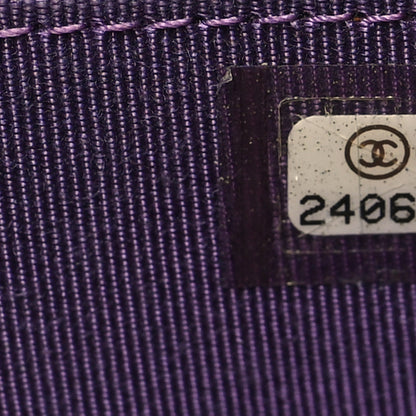 Chanel Metallic Lambskin Quilted Zip Around Coin Purse Wallet Purple 8 of 9