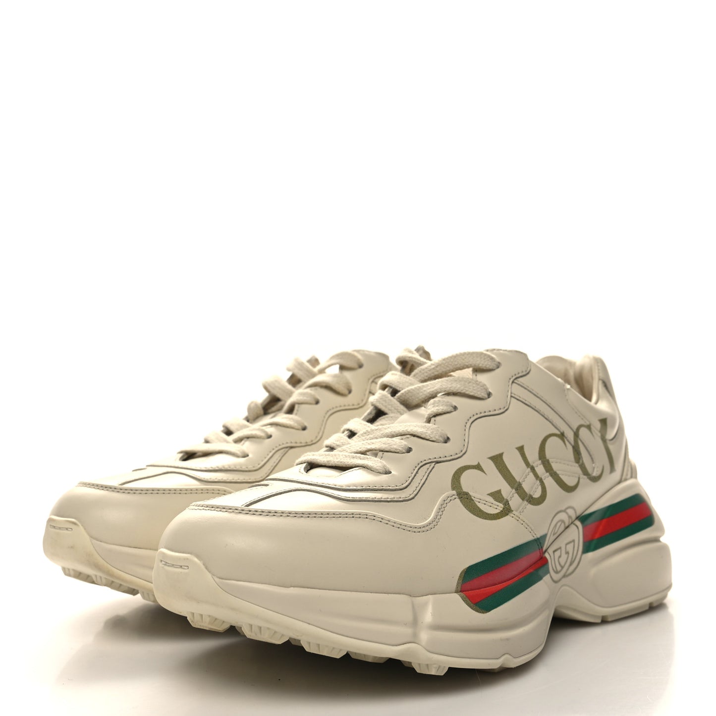 Calfskin Logo Womens Rhyton Sneakers 38 Ivory