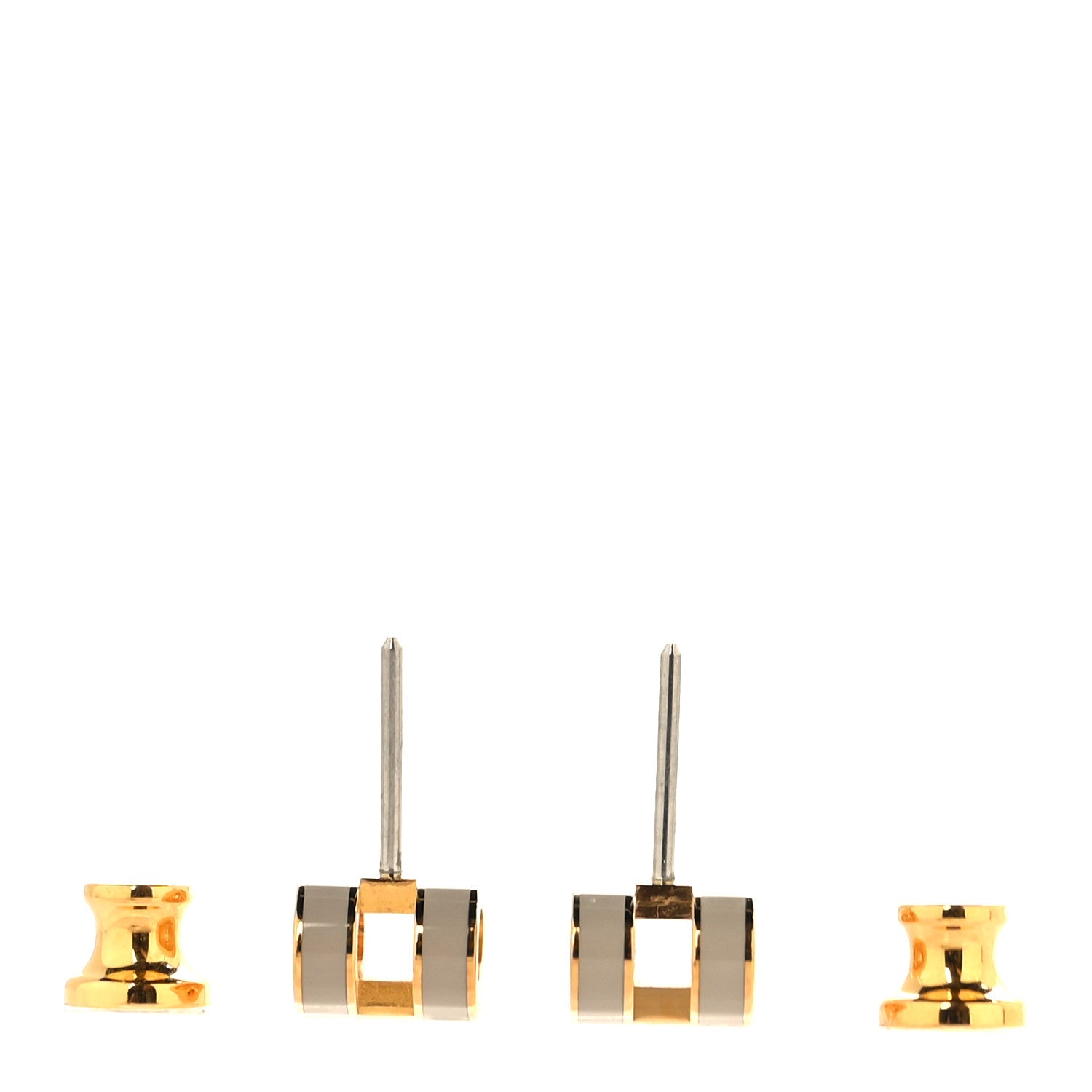 Hermes Gold Lacquered Mini Pop H Earrings Marron Glace 3 of 5