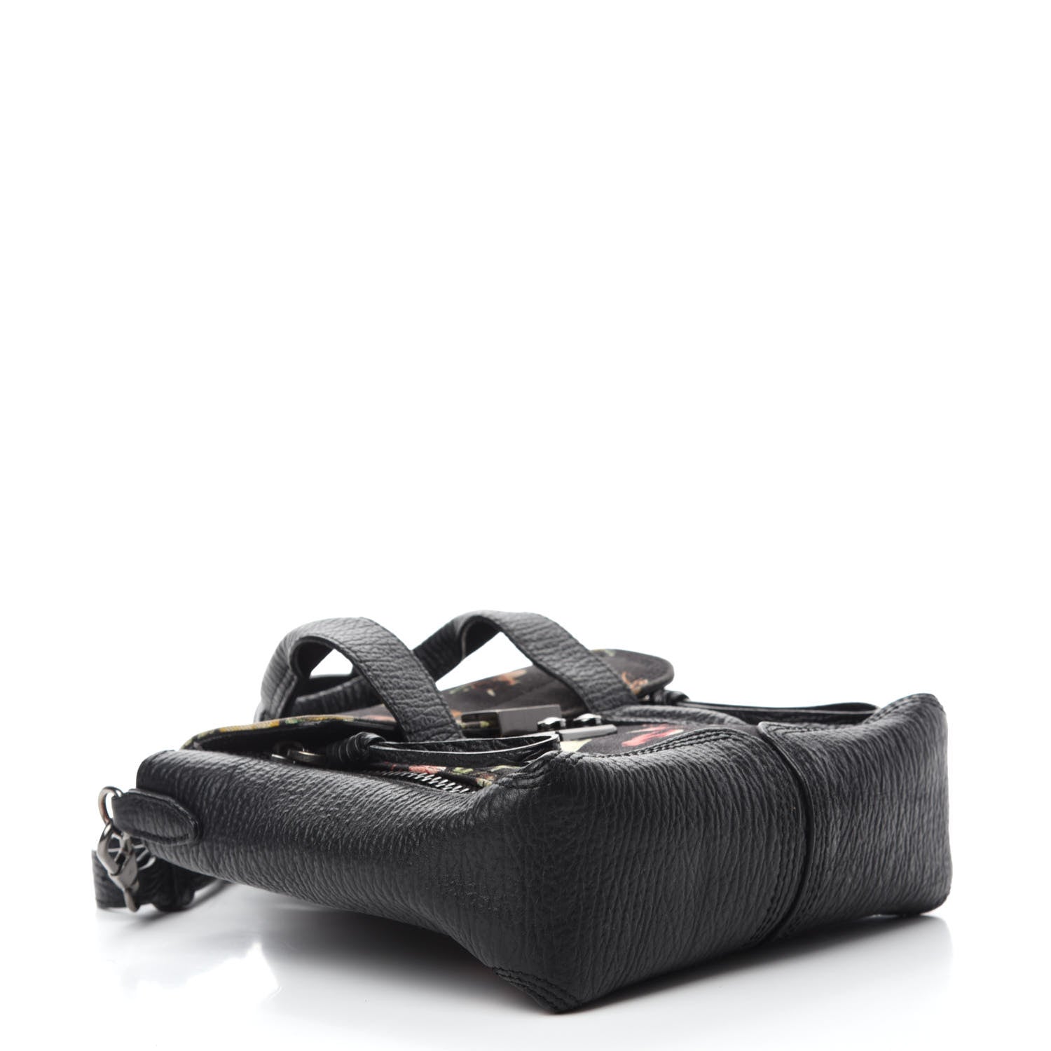 3.1 Phillip Lim Textured Calfskin Canvas Mini Floral Pashli Satchel Black Multicolor 4 of 12