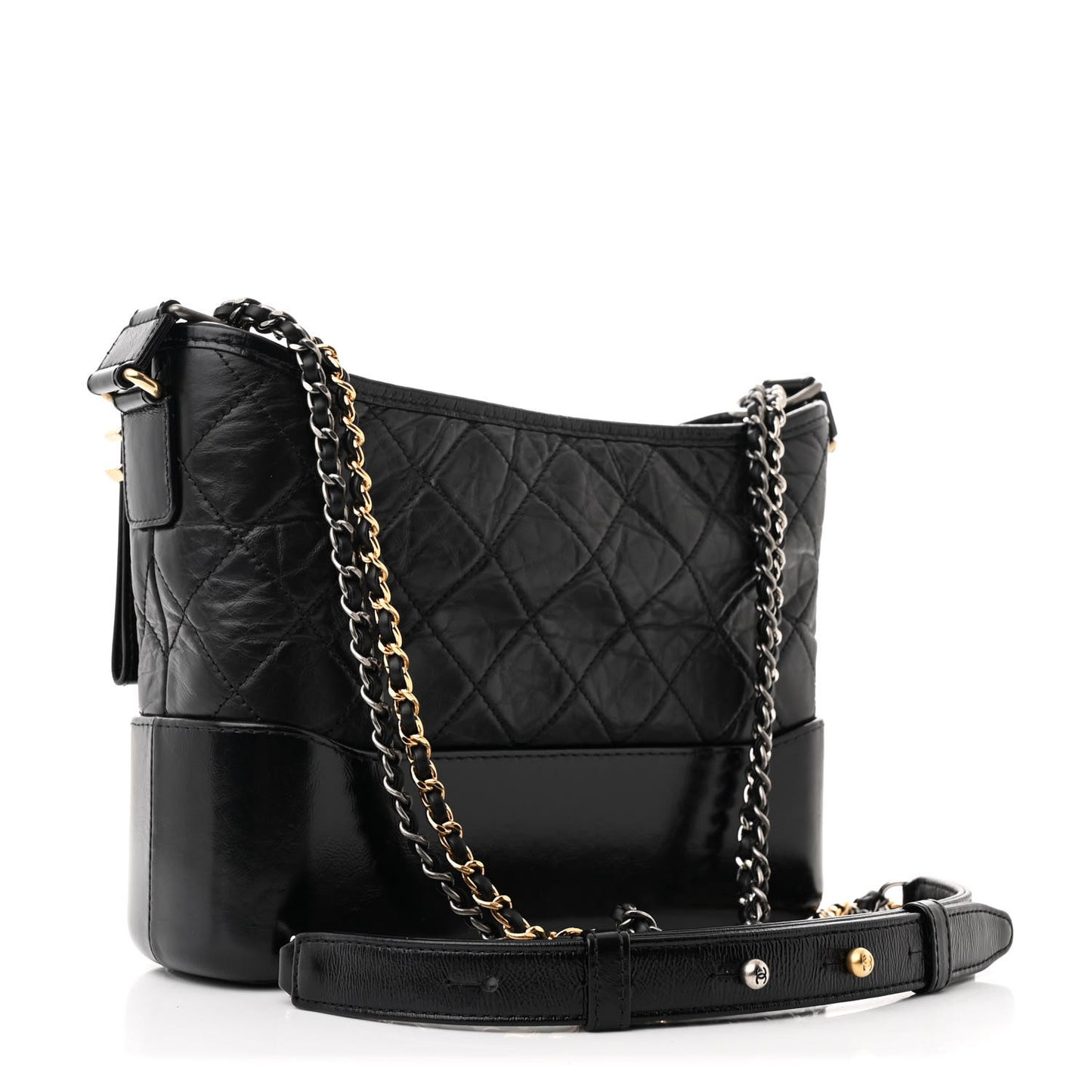 Aged Calfskin Quilted New Medium Gabrielle Hobo Black