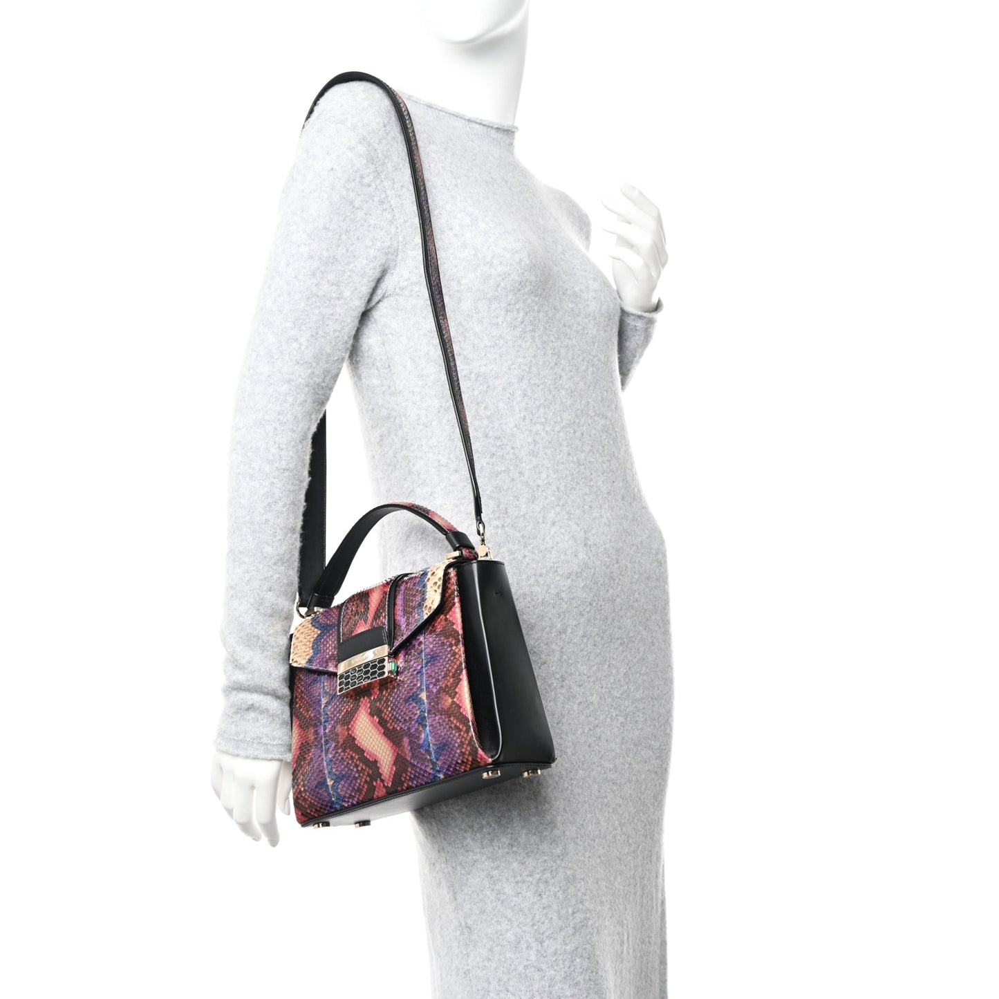 Snakeskin Serpenti Viper Top Handle Bag Multicolor