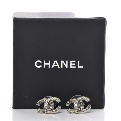Chanel Baguette Crystal CC Earrings Silver Grey 5 of 5