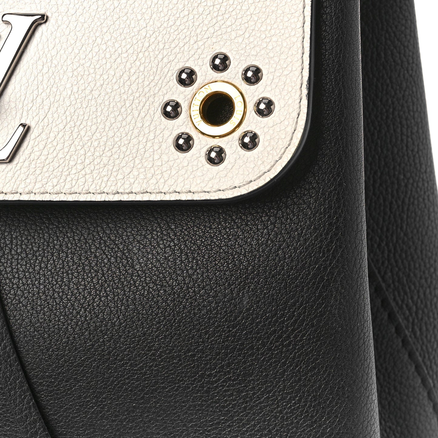 Calfskin Mechanical Flowers Lockme Backpack Black White