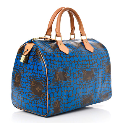 Louis Vuitton Monogram Kusama Town Speedy 30 Blue 3 of 12