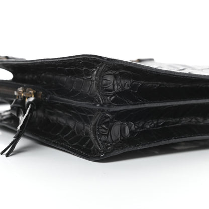 Miu Miu Calfskin Crocodile Embossed Top Handle Tote Black 9 of 12