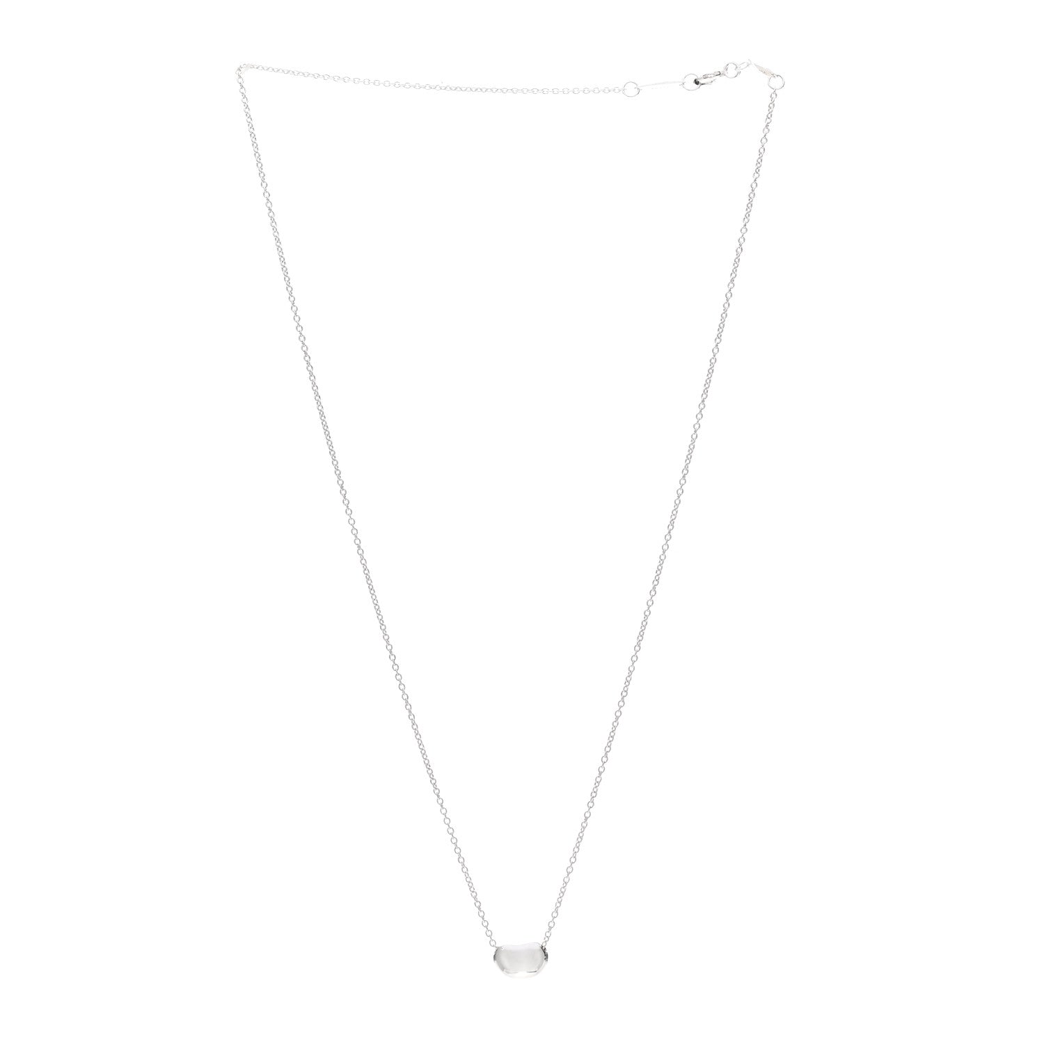 Tiffany Sterling Silver 9mm Elsa Peretti Bean Pendant Necklace 3 of 5