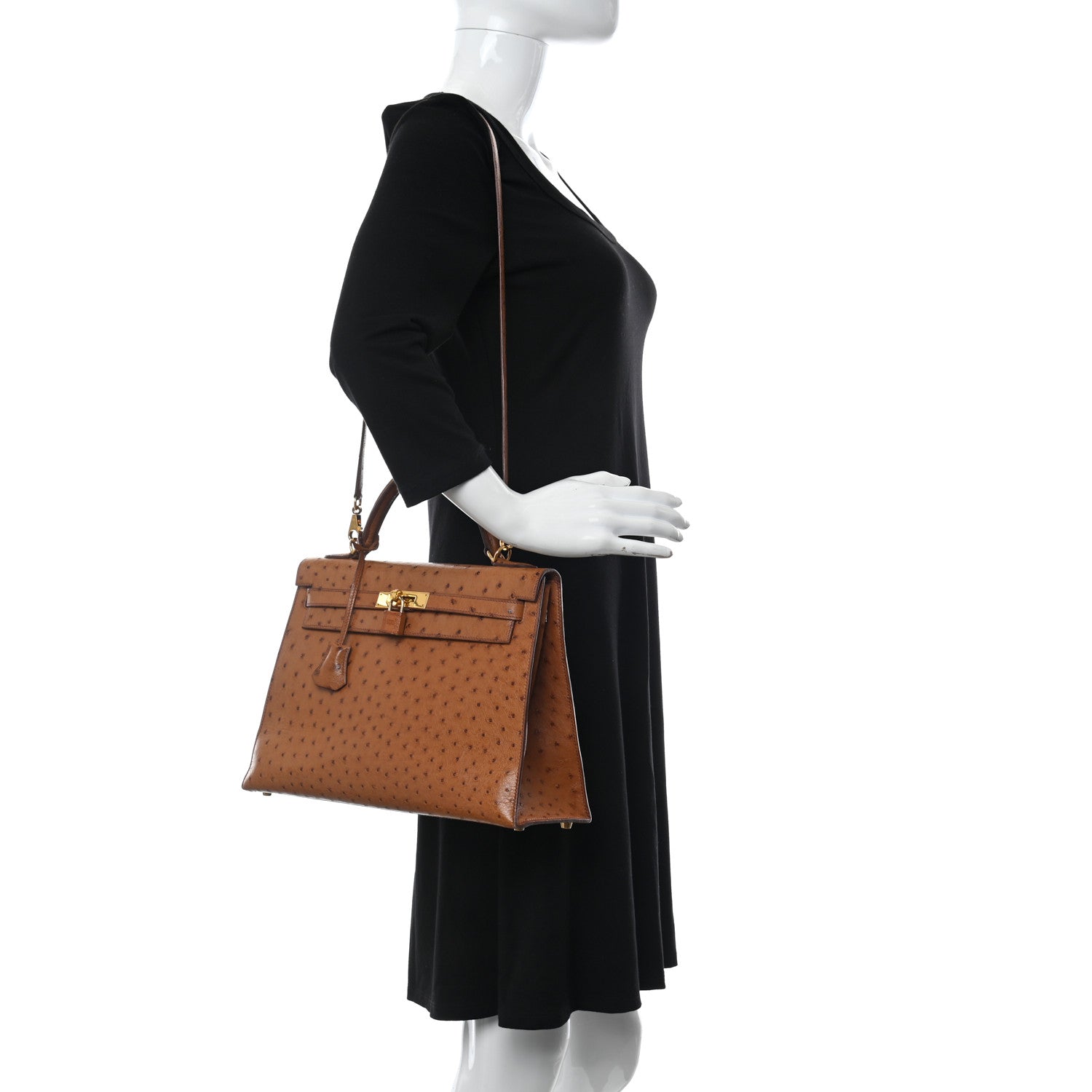 Hermes Ostrich Kelly Sellier 32 Gold 2 of 18