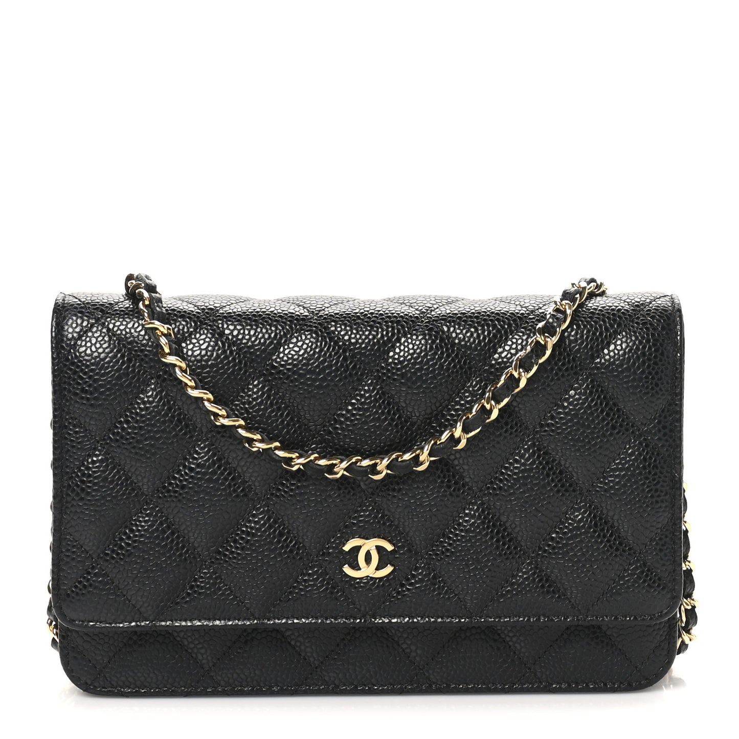 Caviar Quilted Wallet on Chain WOC Black