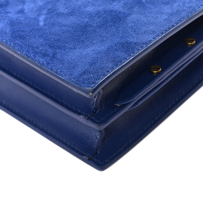 Saint Laurent Smooth Calfskin Suede Monogram Cassandra Clasp Bag Bleu Saphir 10 of 10