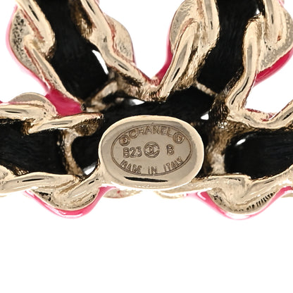 Chanel Lambskin CC Chain Earrings Black Gold Pink 4 of 4