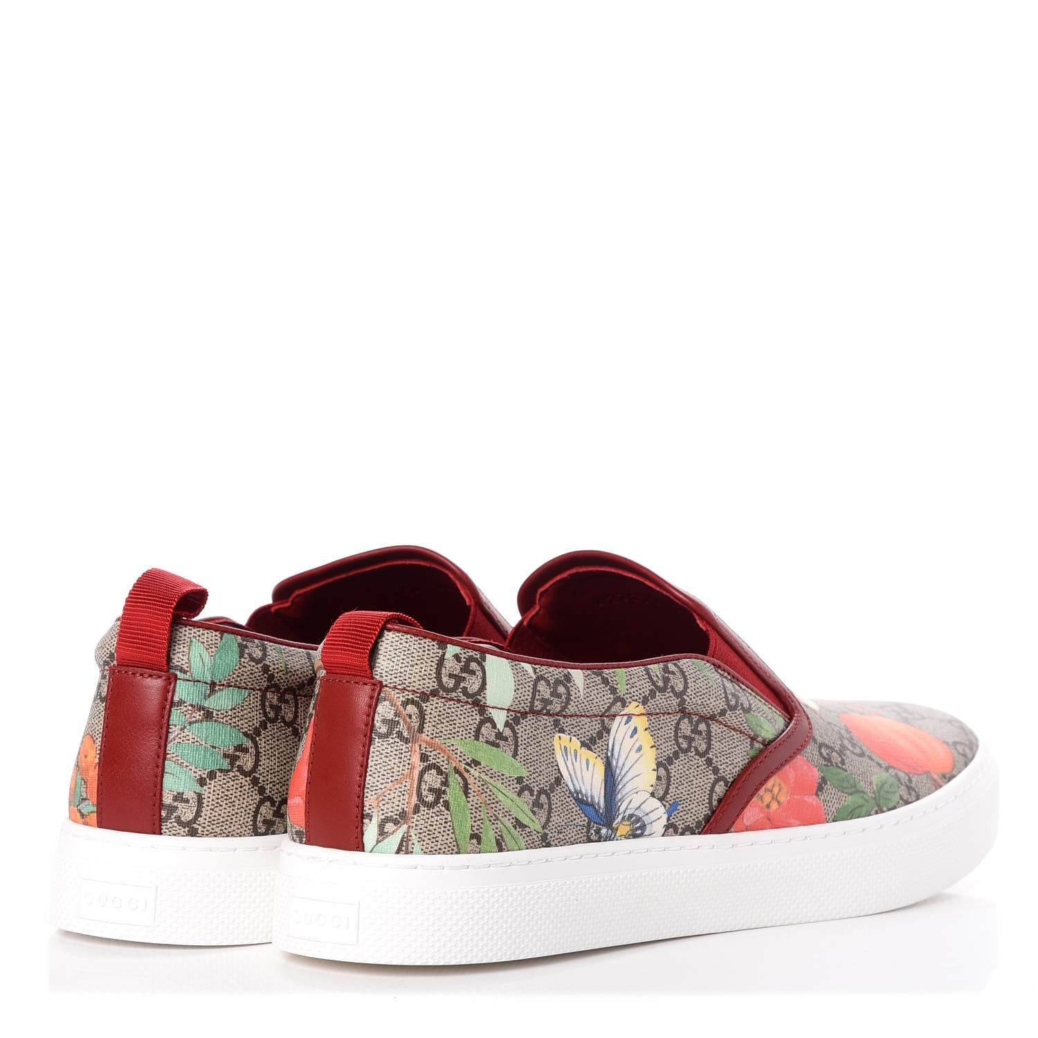 Gucci GG Supreme Monogram Tian Mens Dublin Slip On Sneakers 10 Beige Multicolor Red 4 of 11