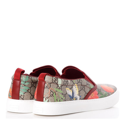 Gucci GG Supreme Monogram Tian Mens Dublin Slip On Sneakers 10 Beige Multicolor Red 4 of 11