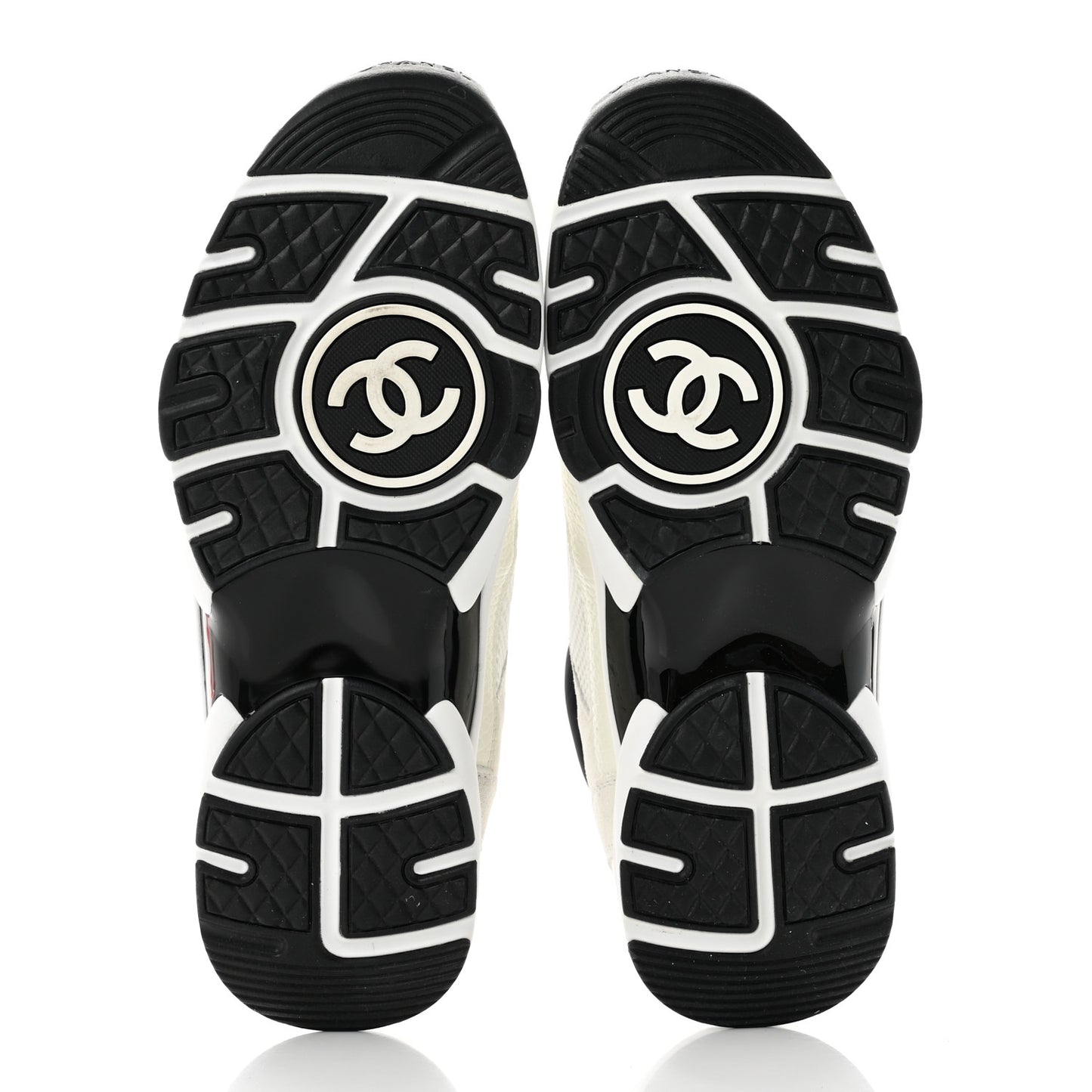 Mesh Suede Calfskin Grained Calfskin Womens CC Sneakers 39 White Black
