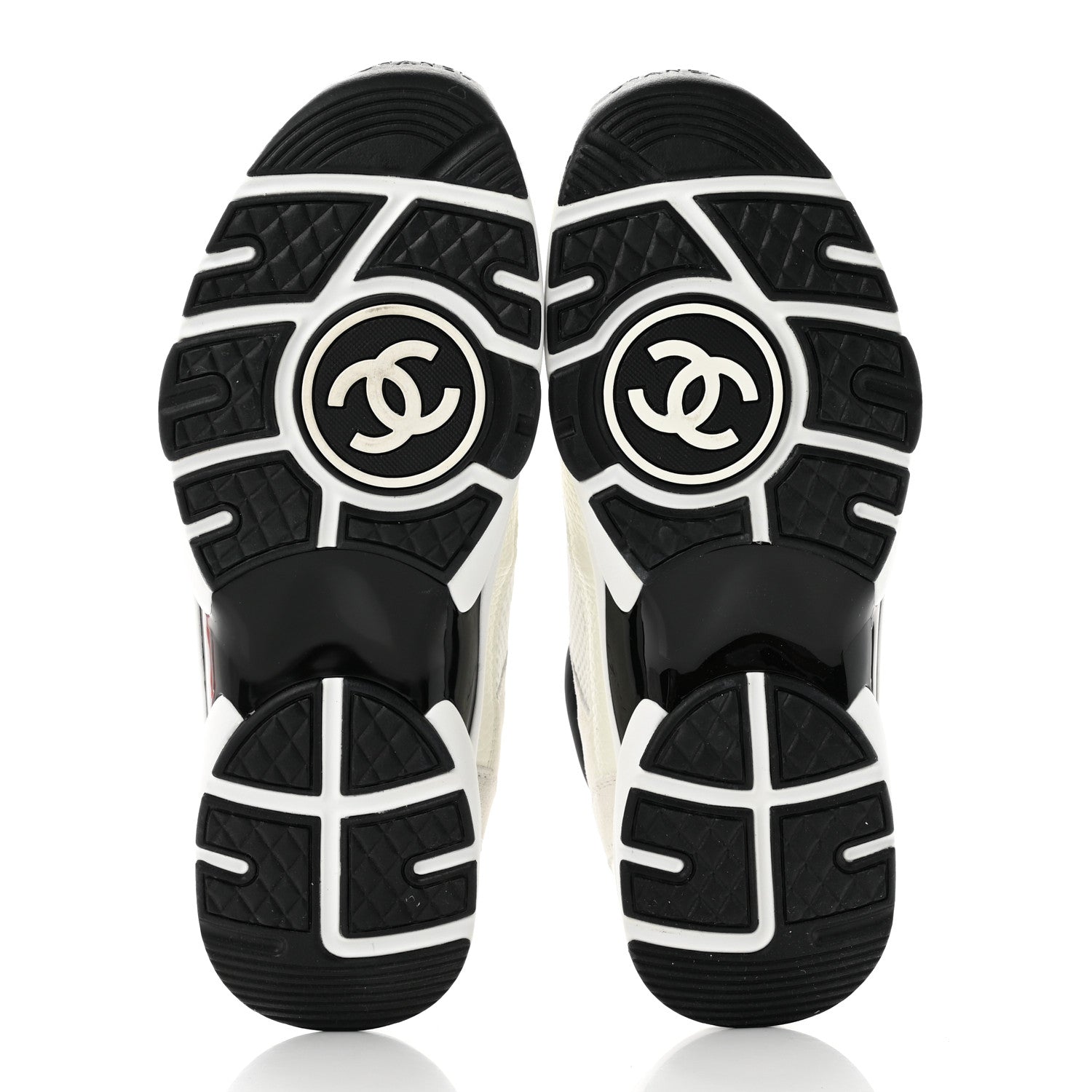 Chanel Mesh Suede Calfskin Grained Calfskin Womens CC Sneakers 39 White Black 5 of 7