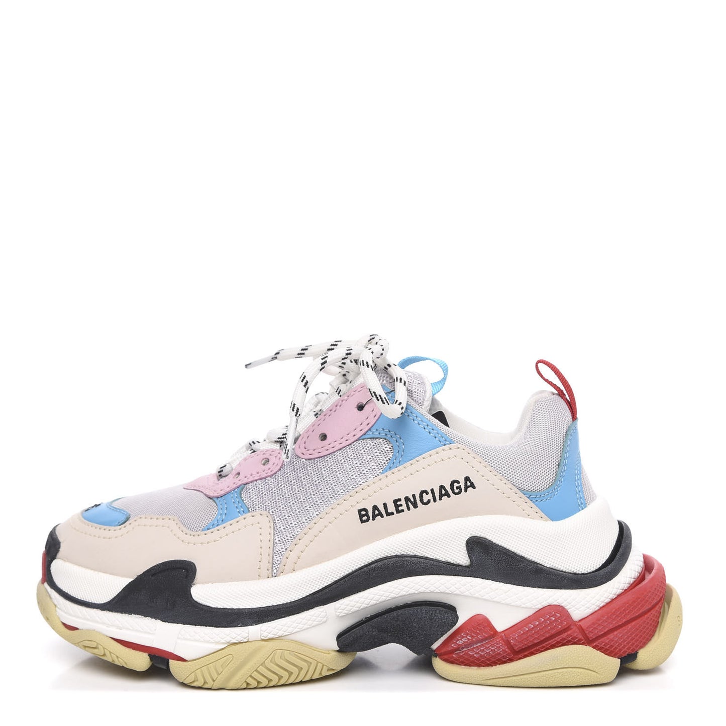 Fabric Mesh Womens Triple S Sneakers 36 White Blue Pink