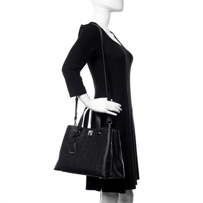 MCM Calfskin Ottomar Monogram Large Essential Tote Black 2 of 10