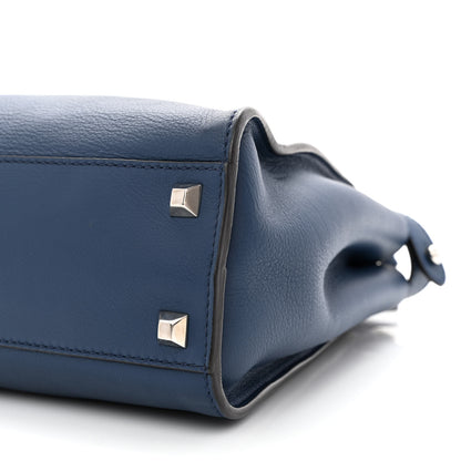 Fendi Vitello Seta Studded Medium Peekaboo Iconic Satchel Blue 12 of 12